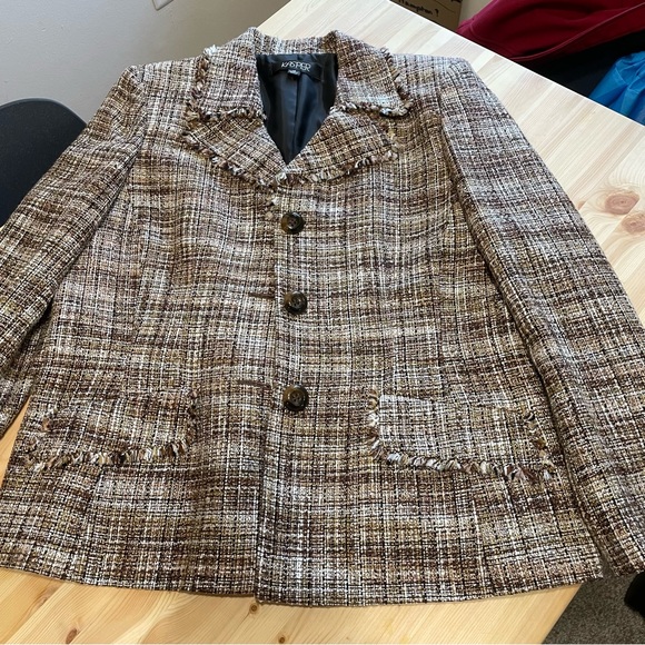Kasper Jackets & Blazers - Kasper Tweed Fringe Blazer Jacket